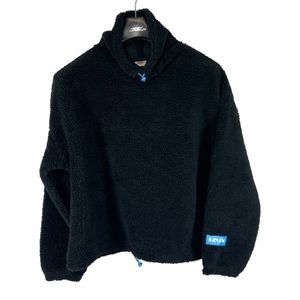 Levi's Aura Fleece Sherpa Sweatshirt Top Black Caviar NEW Women's M